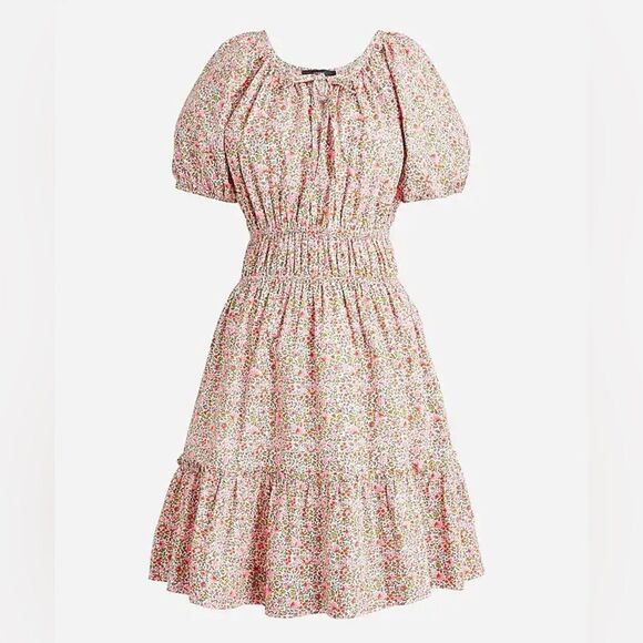 J.Crew Cinched-waist puff-sleeve dress in scattered blooms XS - Picture 1 of 12
